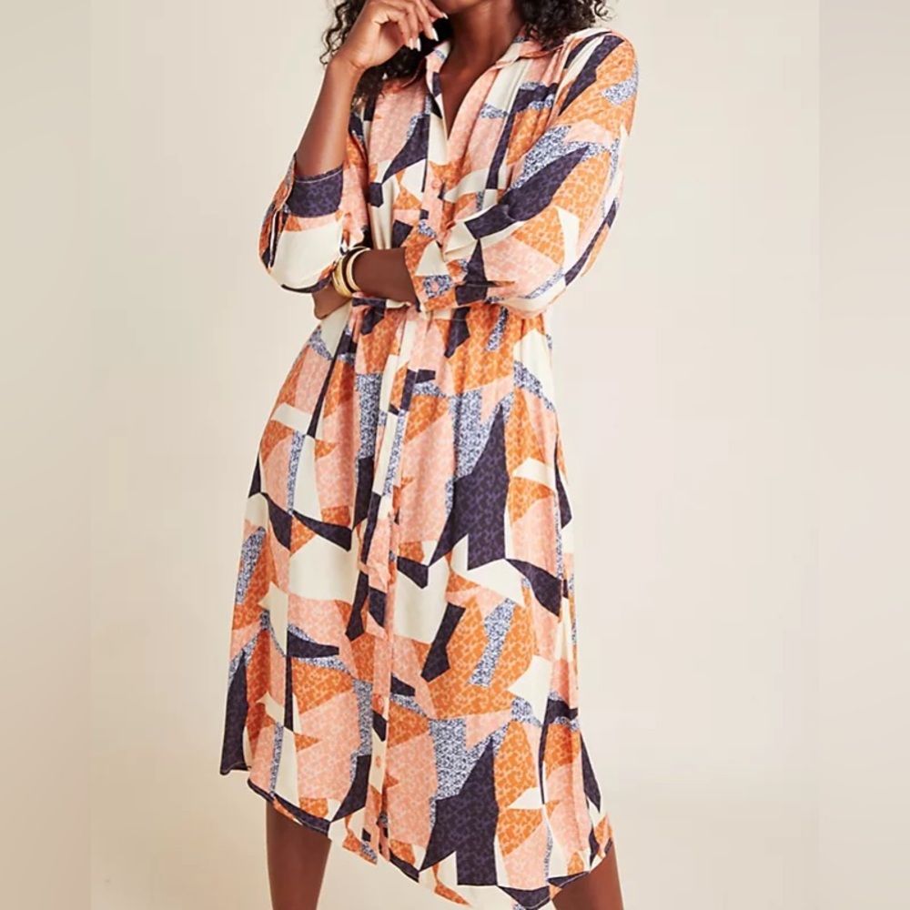 Anthropologie Geometric Print Corey Lynn Calter Dress with Pockets